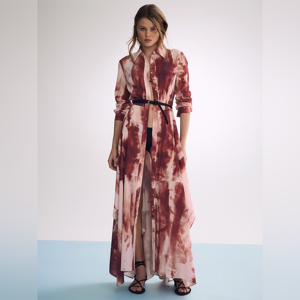 Victoria’s Secret x Altuzarra Red Tie Dye Maxi Shirt Dress